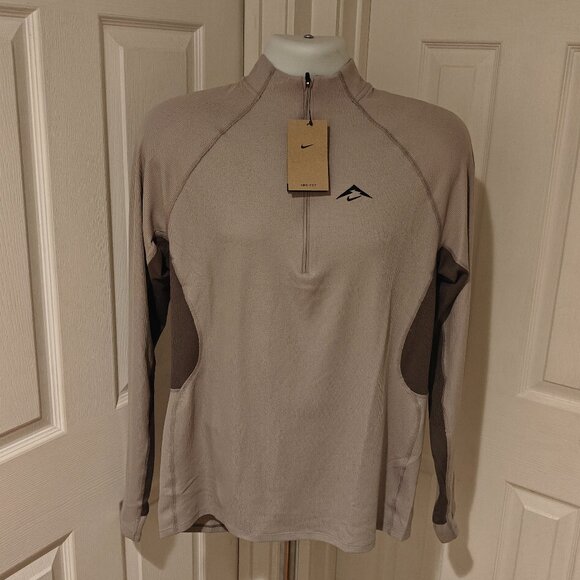 NIKE Trail 1/2 Zip Running Top Large Men's S Gray Dri-Fit FV9994-009 Sweater - Picture 1 of 16